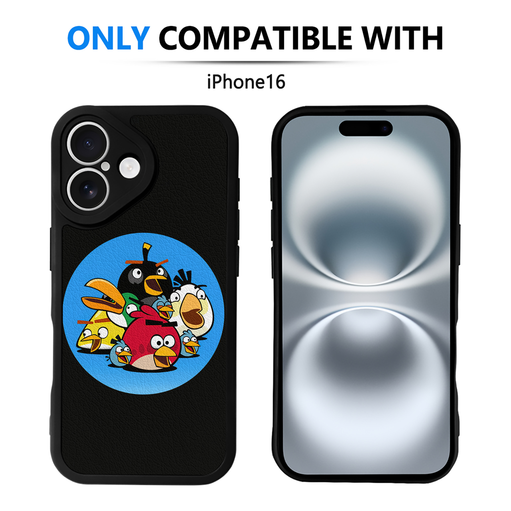（画像用） Angry Birds アングリーバード 【iPhone 16シリーズ対応】シリコンスマホケース（レザー調） 材質：シリコン